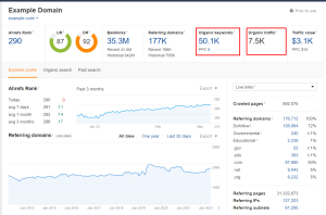 Ahrefs shows an overview